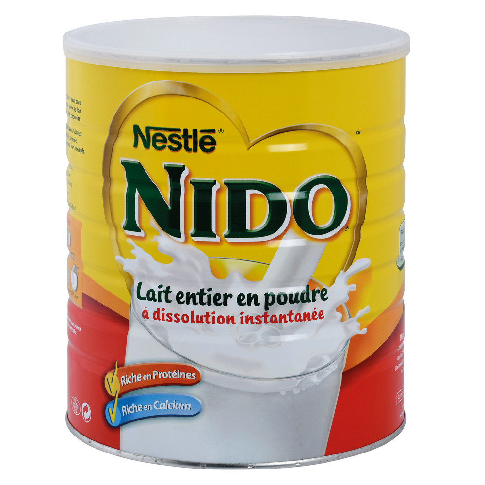 Nestlé Nido Poudre de lait entier - Crème instantanée pour café et thé,  enrichie en vitamines et minéraux, sans conservateurs ni colorants - Boîte  de 900 g : : Epicerie